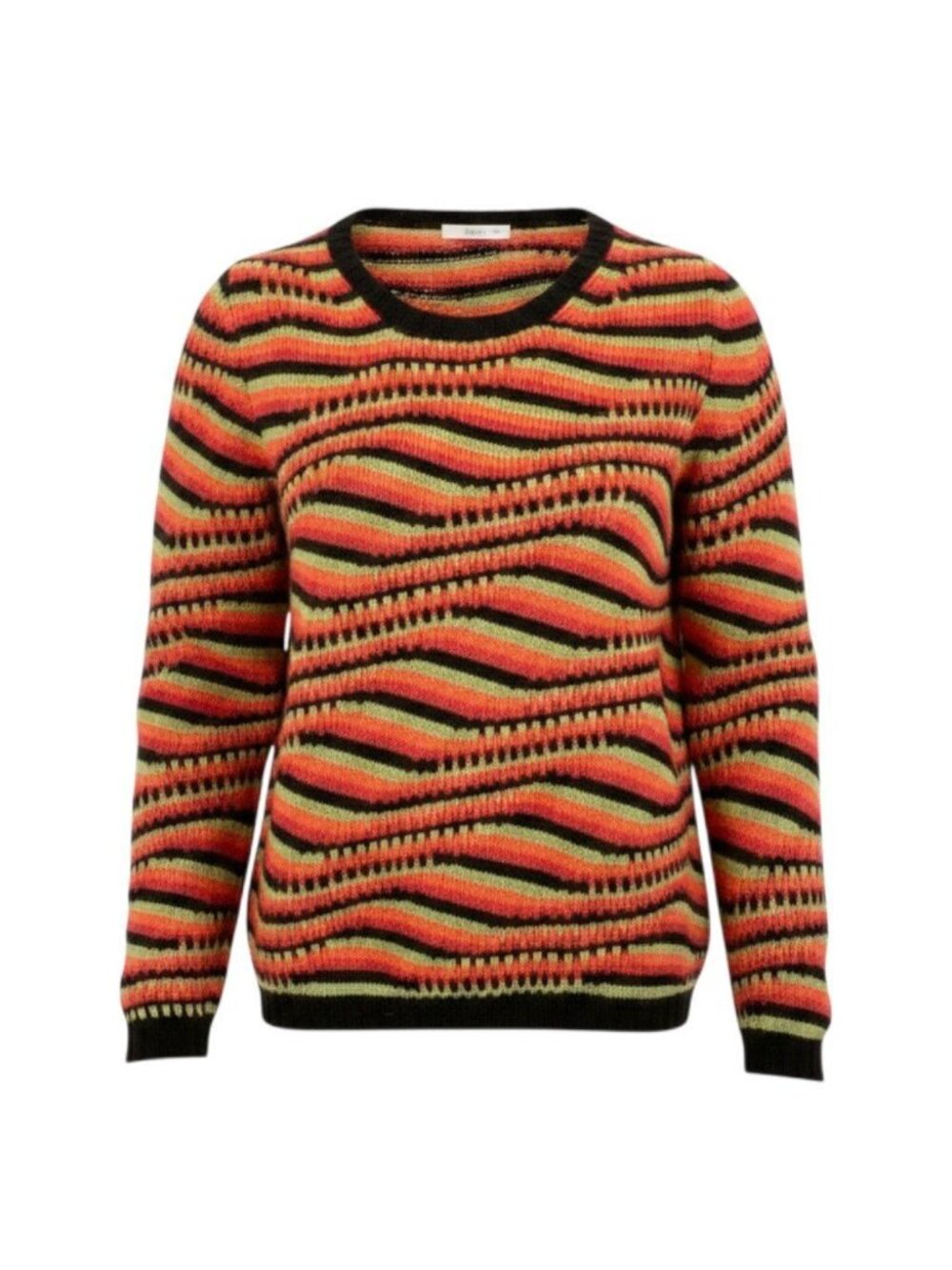 Prada Runway Wear Multi Border Cashmere Sweater Multicolor